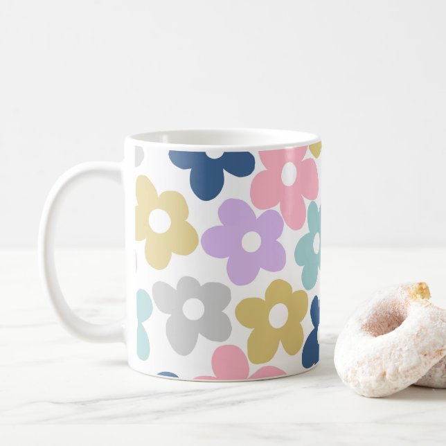 Groovy Daisy Flowers Retro Boho Blommigt Kaffemugg (Med munk)