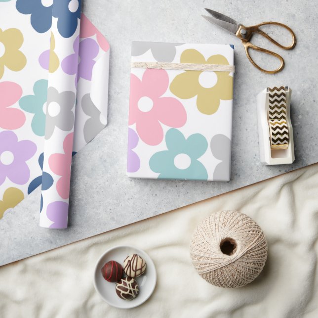 Groovy Daisy Flowers Retro Boho Blommigt Presentpapper (Hantverk)