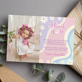 Groovy Daisy Födelsedagsfoto Tack-kort Tack Kort