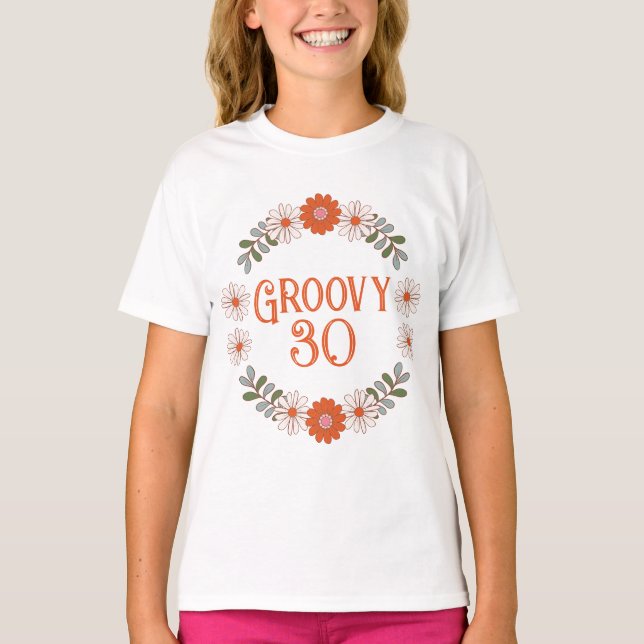 Groovy Daisy Hippie Flower och Löv Birthday T Shirt (Framsida)