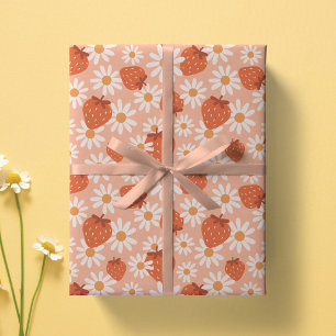 Groovy Daisy Jordgubbs Tryck Sommar Vår Rosa Presentpapper