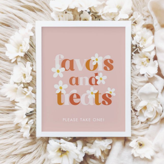 Groovy Daisy Modern Boho Birthday Favors och Treat Poster (Skapare uppladdad)