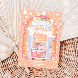 Groovy Daisy Rainbow Birthday Invitation Inbjudningar