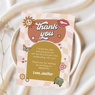 Groovy Daisy Retro 1:a födelsedagen Party Tack Kort