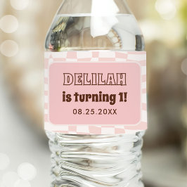 Groovy Daisy Retro 1:a födelsedagen Party Vattenflaskor Etikett