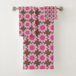 Groovy Daisy rosa Bath Towel Set