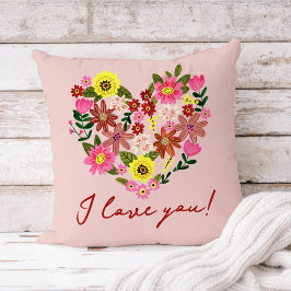 Groovy Daisy Rosa Flower Hjärtat Valentine Helgdag Kudde