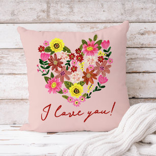 Groovy Daisy Rosa Flower Hjärtat Valentine Helgdag Kudde