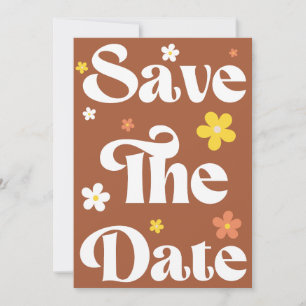 Groovy Daisy Terracotta Retro Typography & Photo Spara Datumet