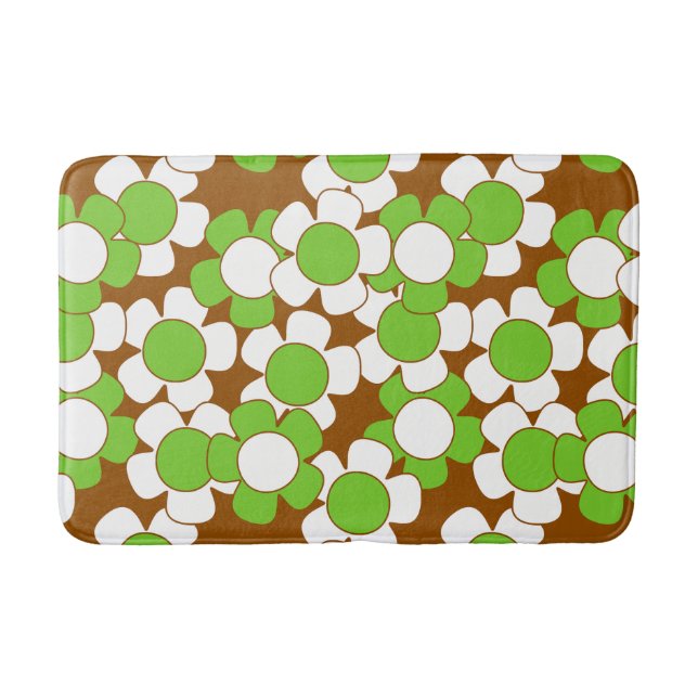 Groovy Daisy Toss - Brun, Lime & Vit Badrumsmatta (Framsidan)
