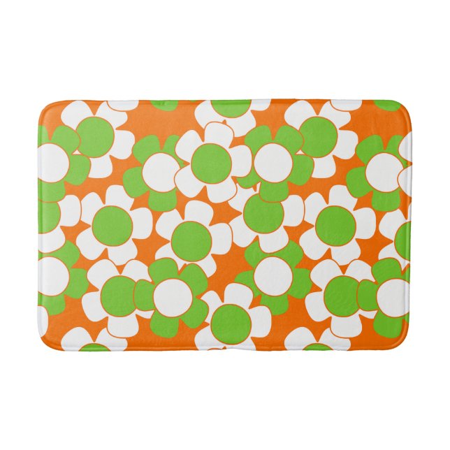 Groovy Daisy Toss - Orange, Lime & Vit Badrumsmatta (Framsidan)