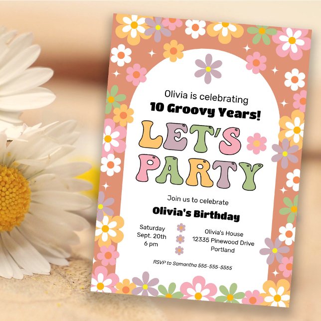 Groovy Daisys Hippie Girl's Birthday Inbjudningar (Skapare uppladdad)