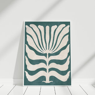 Groovy dammig teal abstrakt blomkonst för väggar poster