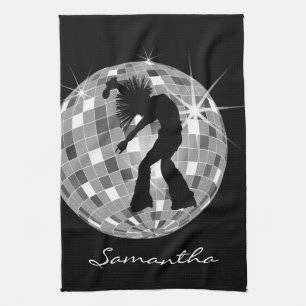 Groovy dansareSilhouette på DiscoBall Kökshandduk