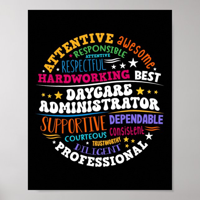 Groovy Daycare Administrator Childcare Provider Af Poster (Framsidan)