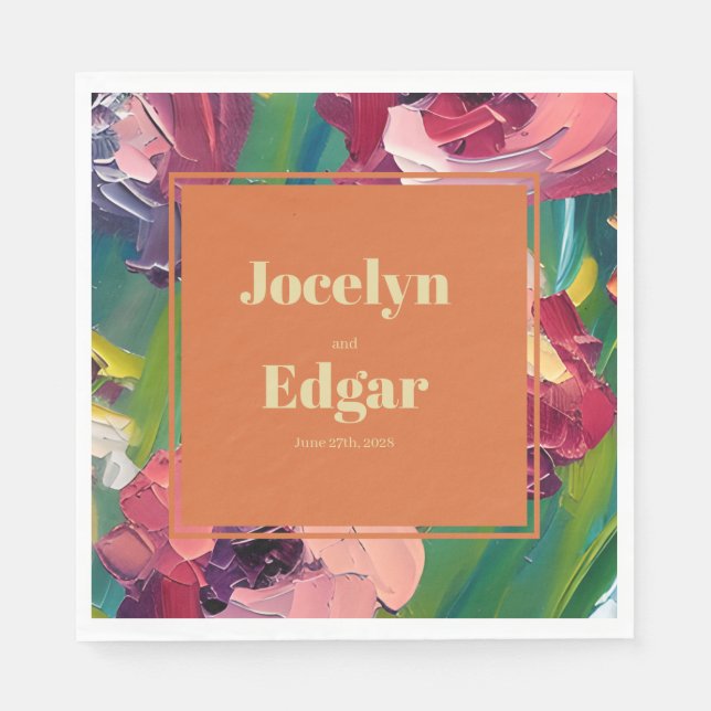 Groovy Deco-måla Bröllop Pappersservett (Framsidan)