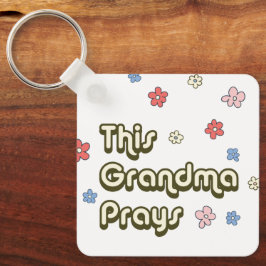 Groovy Denna farmor Prays-Blommigt Nyckelring