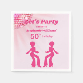 Groovy Disco ball Pink Purple Womans 50th Birthday Pappersservett