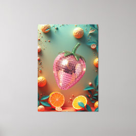 Groovy Disco Ball Strawberry Fruit Pop Art Wall Canvastryck