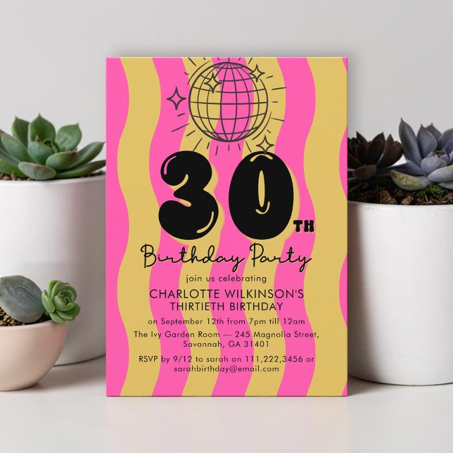 Groovy Disco Boll 30-årsfirande Inbjudan (Skapare uppladdad)
