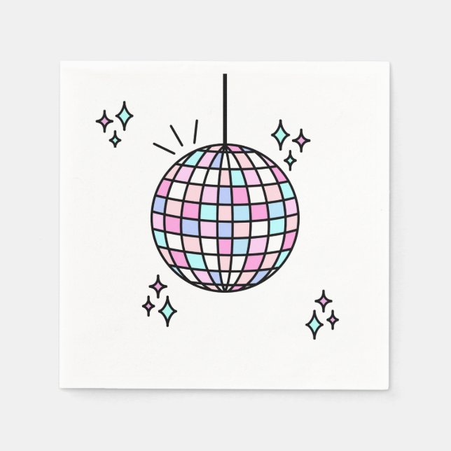 Groovy Disco Boll Birthday Pappersservett (Framsidan)