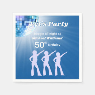 Groovy Disco Boll Blå Mans 50-årsdag Pappersservett