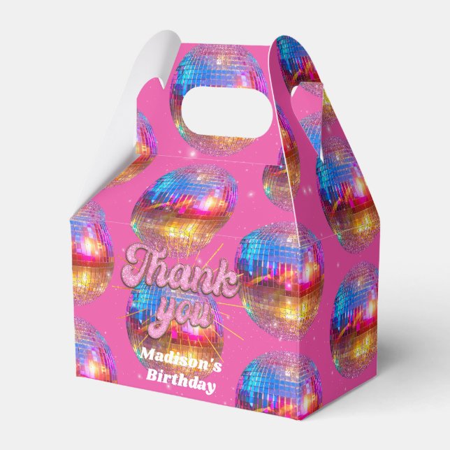 Groovy Disco Boll Guld Rosa Glitter Födelsedagsfes Presentaskar (Framsidan Sidan)