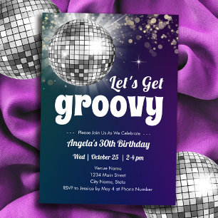 Groovy Disco Dance Party Vuxen Birthday Inbjudningar