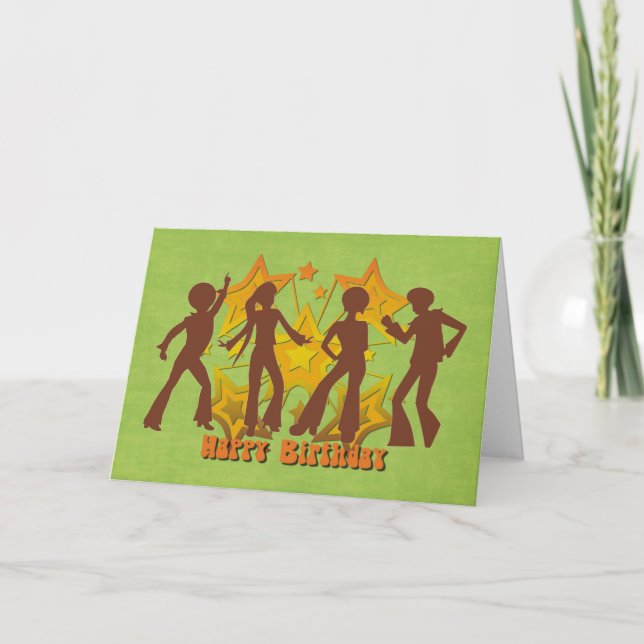Groovy Disco-dansare med stars födelsedagskort Kort (Framsida)