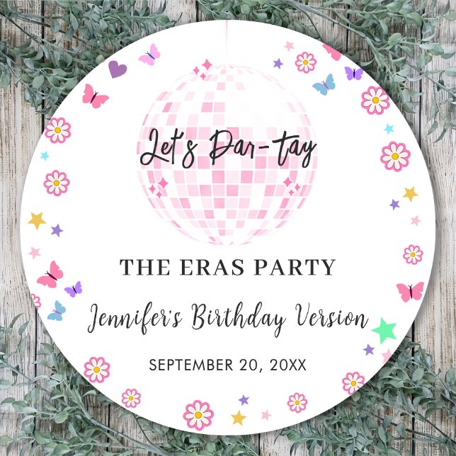 Groovy Disco Eras Födelsedagsfest Runt Klistermärke (Skapare uppladdad)