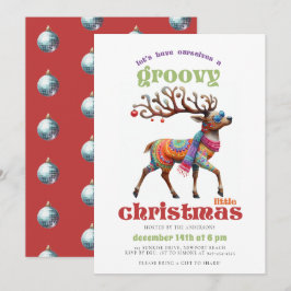 Groovy Disco Hippie Reindeer Funny jul Party Inbjudningar