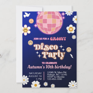 Groovy disco party Flickans födelsedag inbjudan re