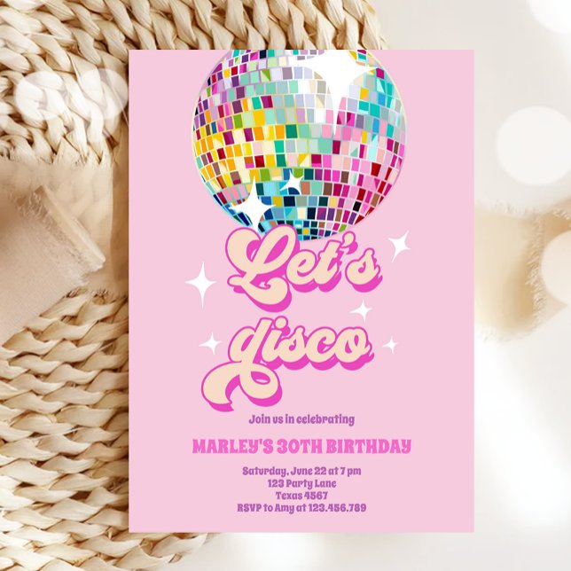 Groovy Disco Party Retro 70-talet Låt oss Disco Bi Inbjudningar (Skapare uppladdad)