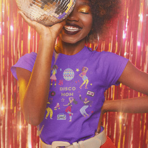 Groovy Disco Party Retro 80-talets Mamma Lila T Shirt