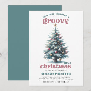 Groovy Disco Träd Retro Teal Rosa jul Party Inbjudningar
