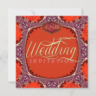 Groovy Diva Bohemian Rosa Orange Bröllop Inbjudningar