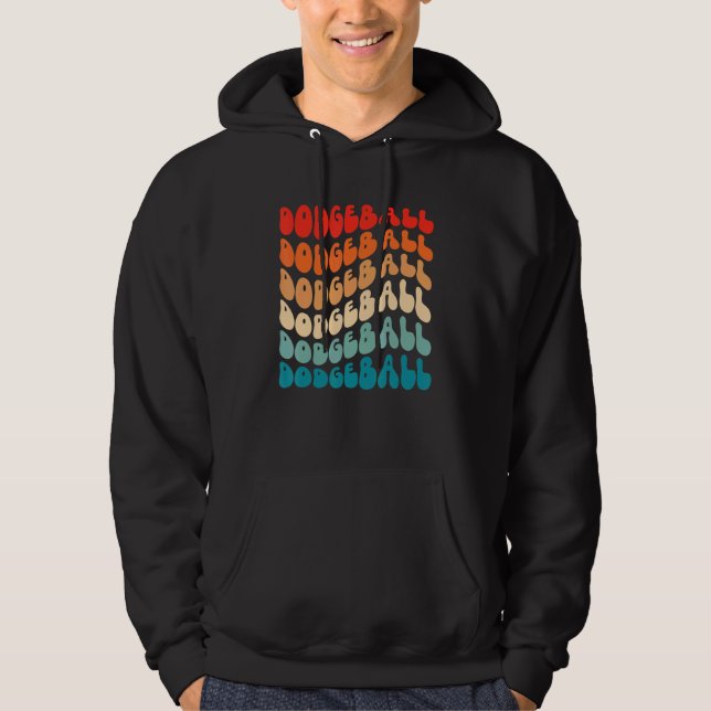 Groovy Dodgeball For Girl Women Retro 70s Hippie B Hoodie (Framsida)