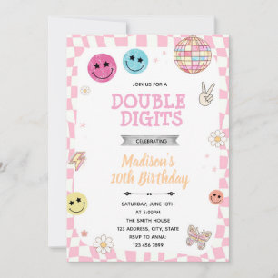Groovy Double Digits födelsedagsinbjudan Inbjudningar