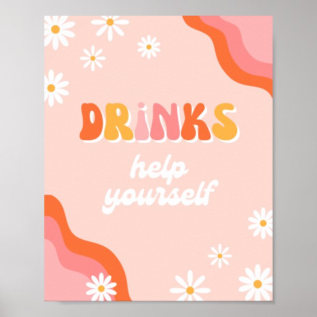 Groovy Drinks Sign | Digital Groovy Sign Poster (Framsidan)