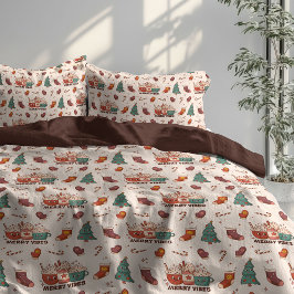 Groovy Duvet Cover 70s Pastel Christmas Magic