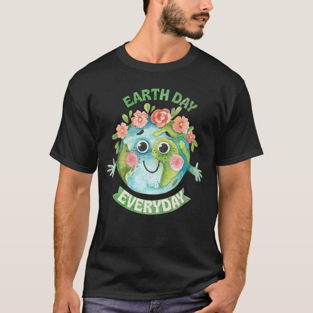 Groovy Earth Day Varje dag Spara Earth Inspiration T Shirt (Framsida)