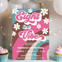 Groovy Eight är en Vibe rosa teal-flicka 8 år Inbjudningar