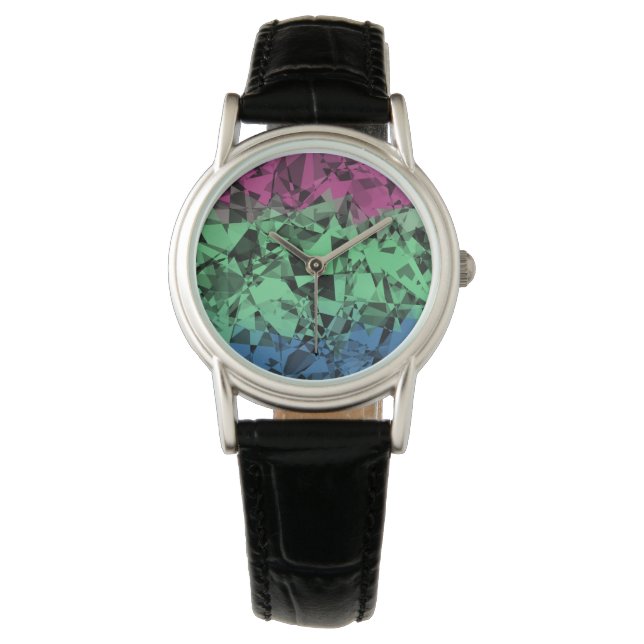 Groovy Eklektisk Retro Trippy Polysexuell Pride Fl Armbandsur (Framsida)