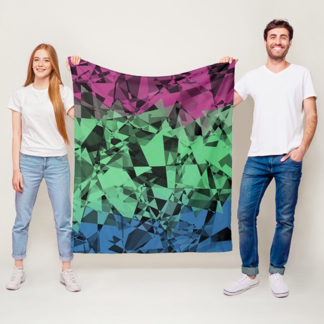 Groovy Eklektisk Retro Trippy Polysexuell Pride Fl Fleecefilt (På plats)