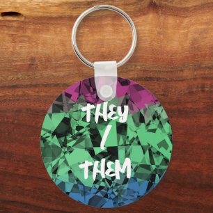 Groovy Eklektisk Retro Trippy Polysexuell Pride Fl Nyckelring