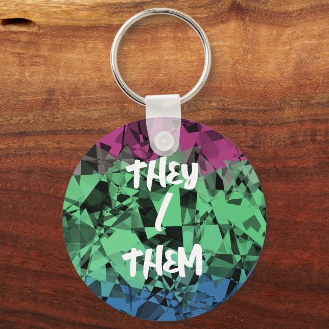 Groovy Eklektisk Retro Trippy Polysexuell Pride Fl Nyckelring (Framsida)