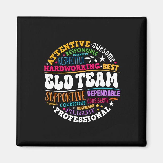 Groovy Eld Team Crew Engelskt Språk Utveckling  Magnet (Framsidan)