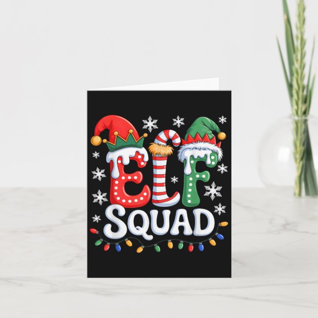 Groovy Elf Squad Elf-familjens julmatchning Paj Kort (Framsida)