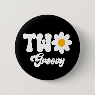Groovy EN Daisy 1:a födelsedag Knapp