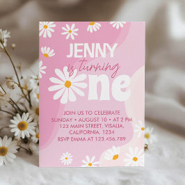 Groovy En Daisy 1:a födelsedagsinbjudan Inbjudningar